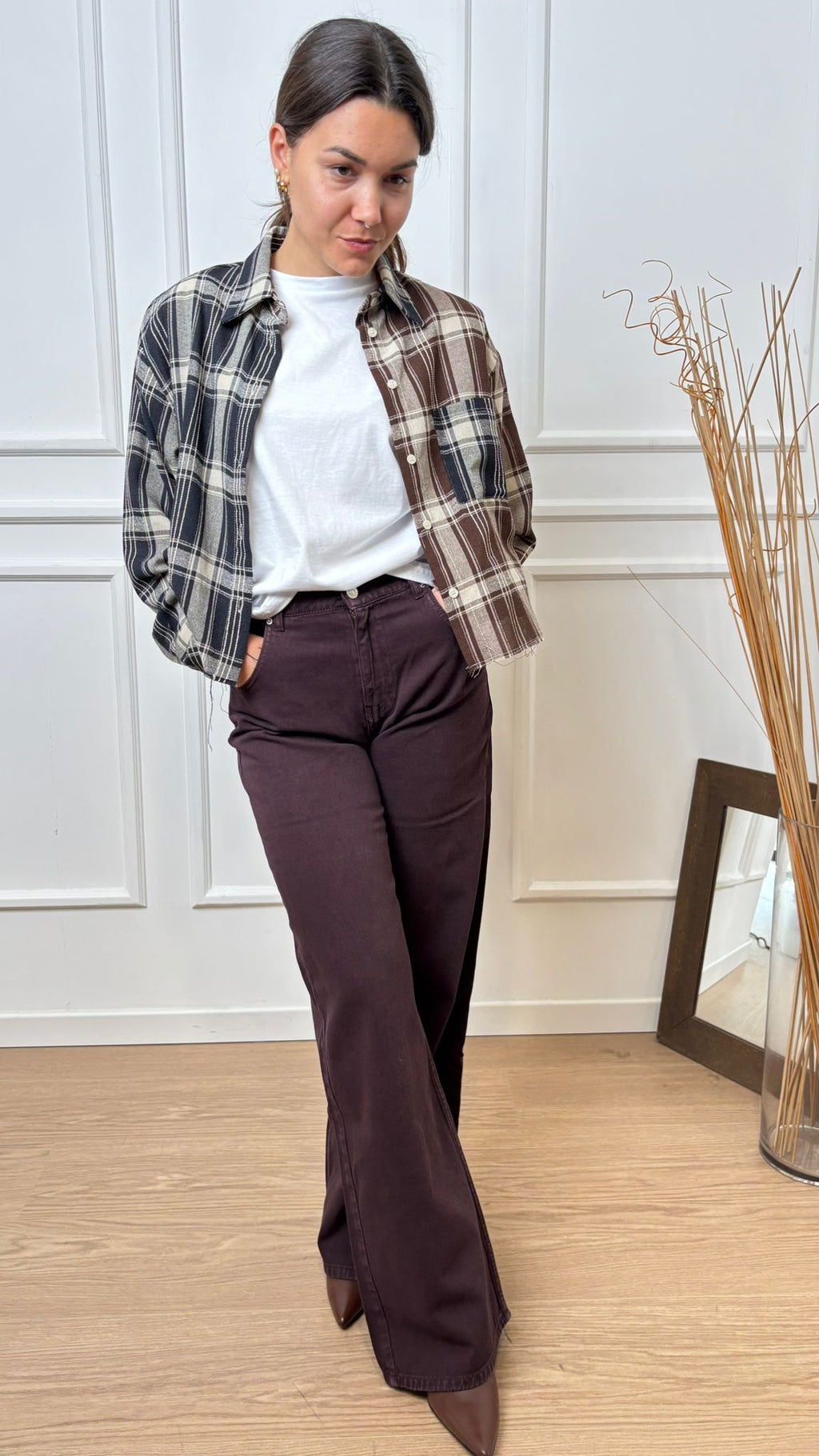 Jeans Mia wide leg fit Vicolo DF5109 bordeaux