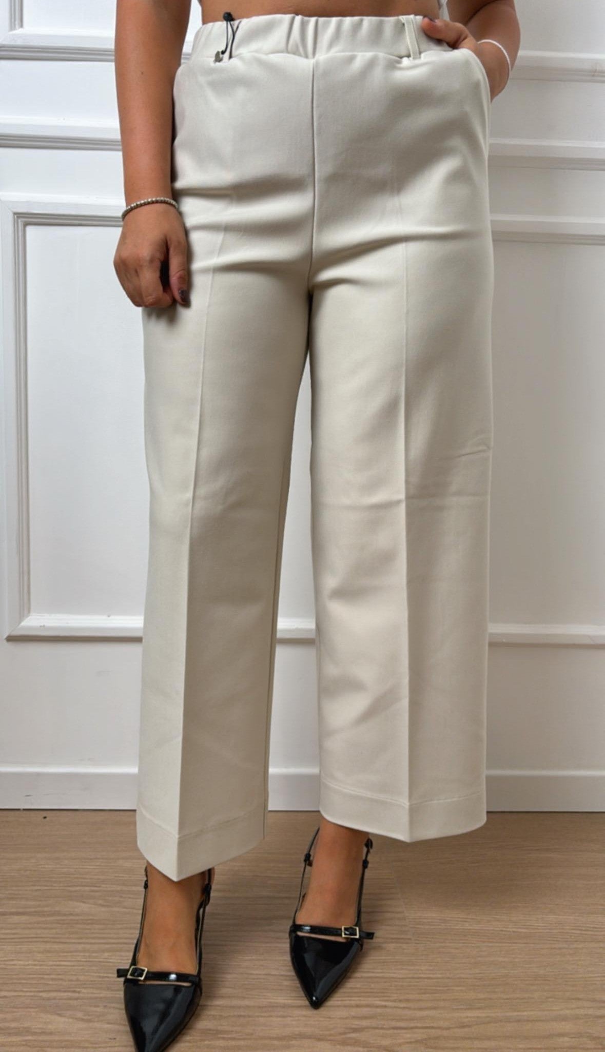 Pantalone Cropped Wide Ragno DB24P4 786 champignon