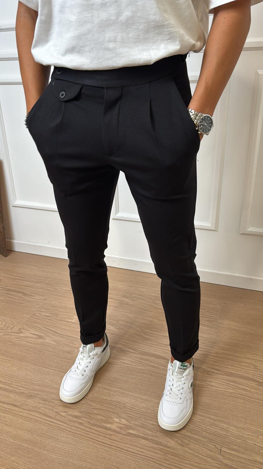 Pantaloni slim con risvolto Imperial P6405530AZ nero