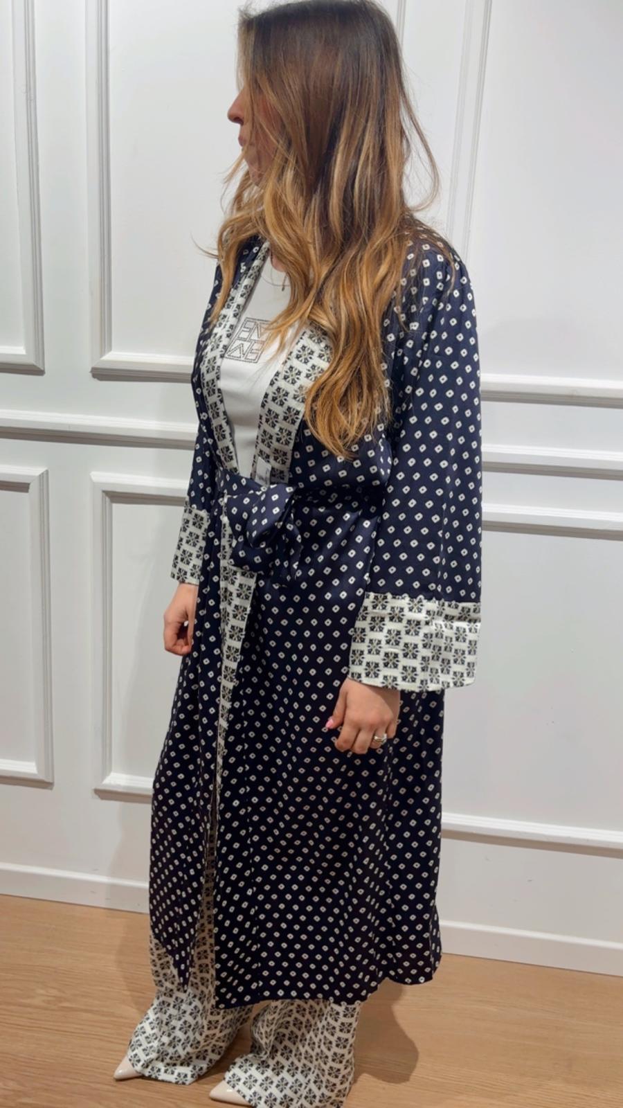Kimono lungo in twill stampato Emme Marella Canto 009
