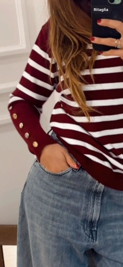 Pull viscosa a righe Dixie M223Y093X bordeaux