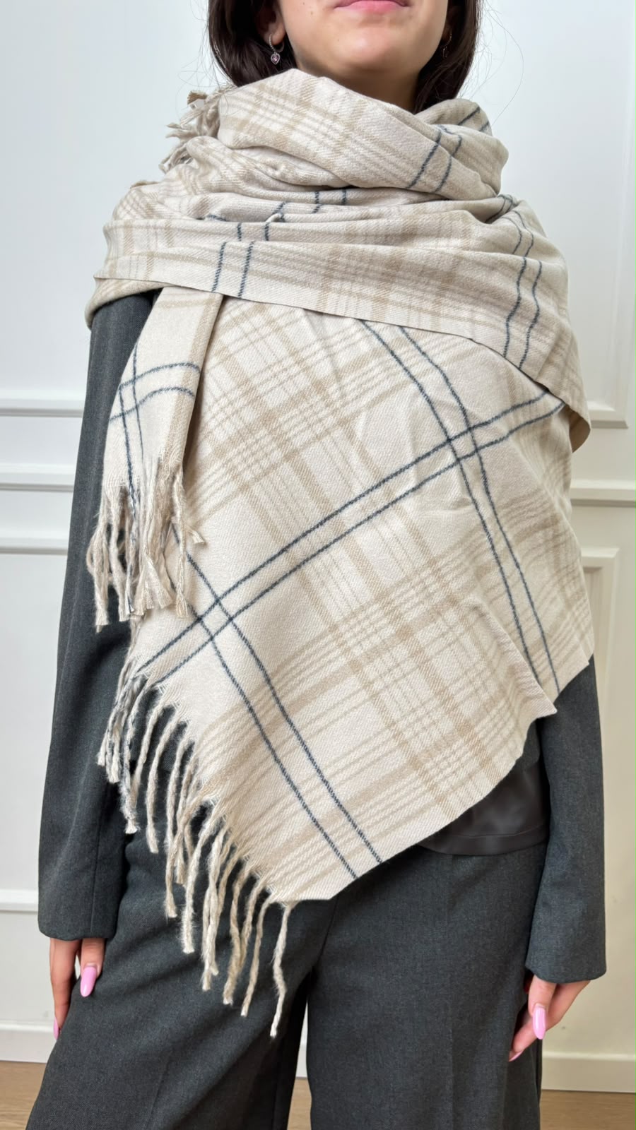 Sciarpa check frange Supremo Emme Marella