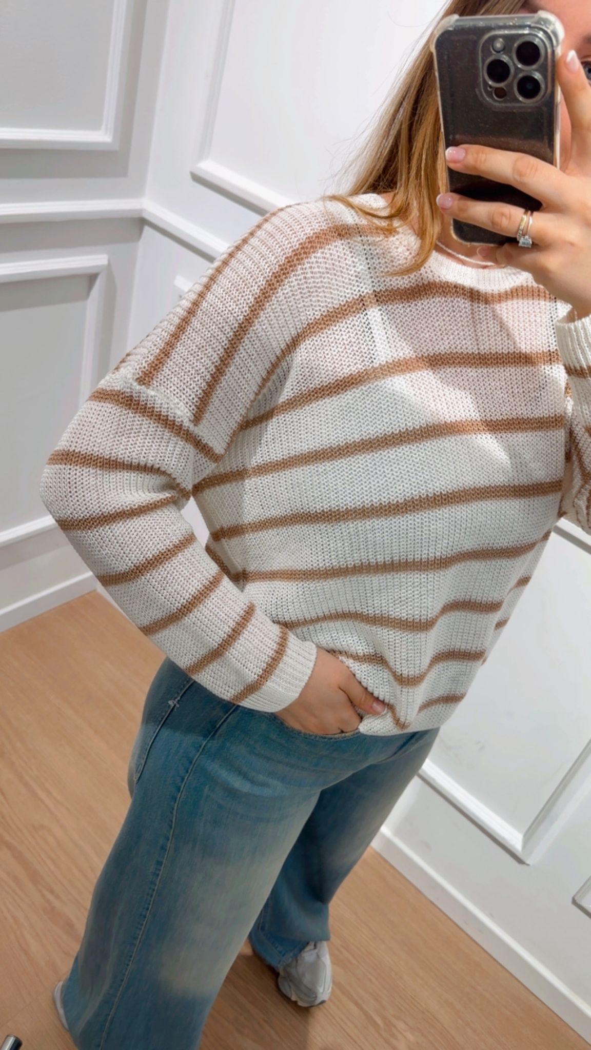 Pull traforato a righe Tensione In XL25264