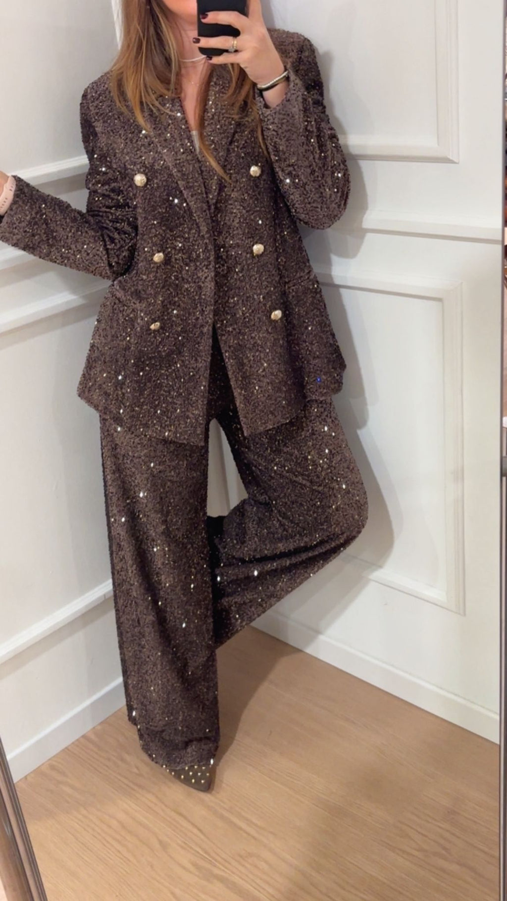 Blazer doppiopetto paillettes Tensione In 35640 moro