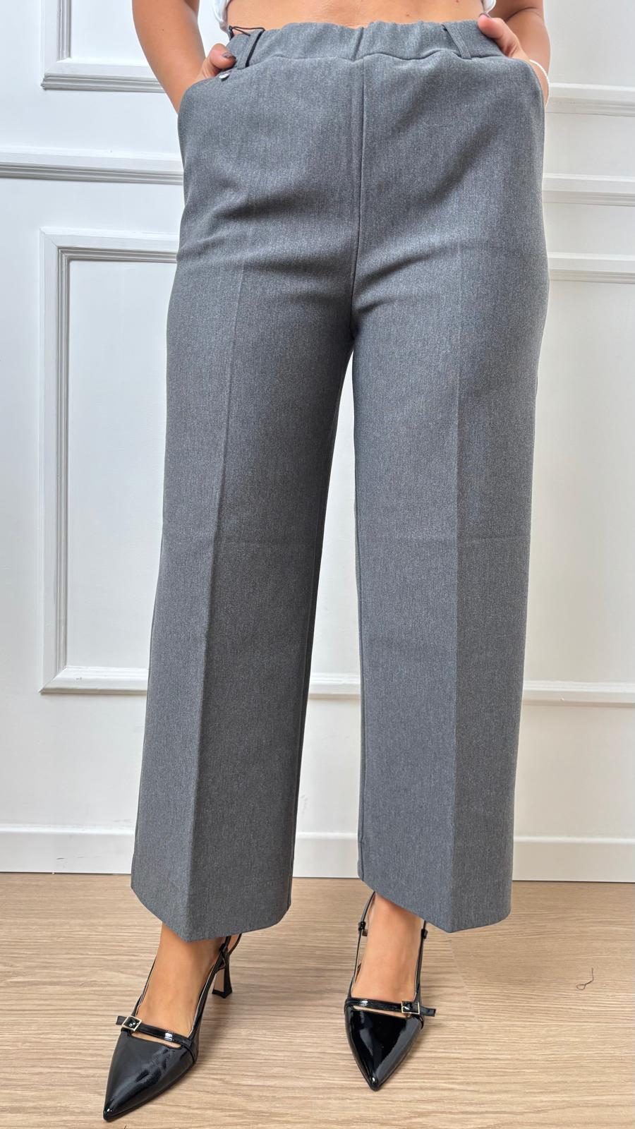 Pantalone Cropped Wide Ragno DB24P4 202 ardesia grigio medio