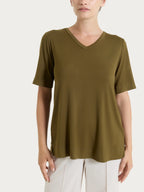 T-Shirt scollo a V in viscosa Ragno DN12TP