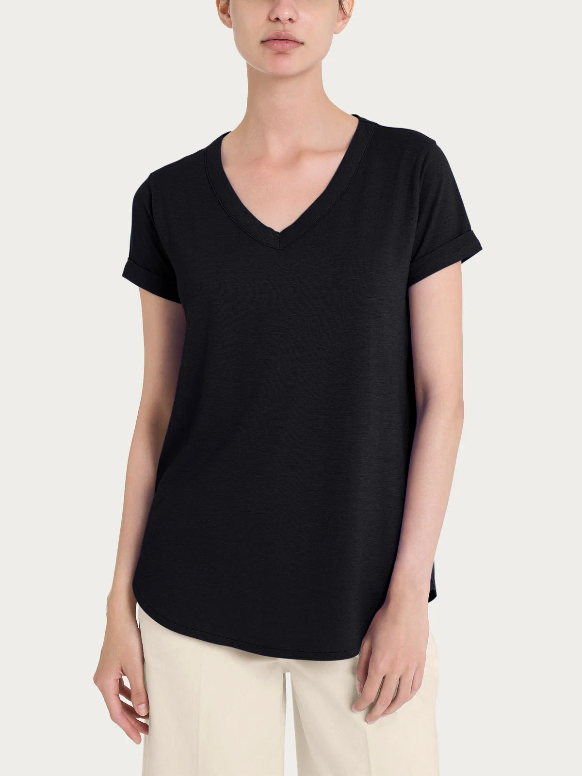 T-Shirt scollo V in Jersey Ragno DN36T8