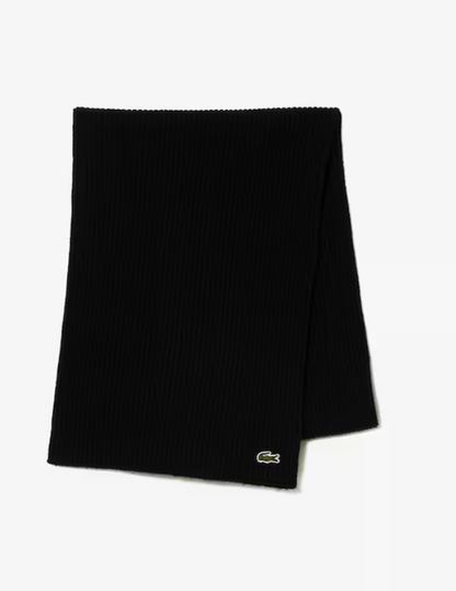 Sciarpa in lana a costine Lacoste RB0058 00 031 Nera
