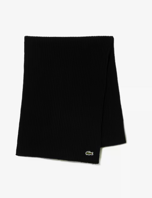 Sciarpa in lana a costine Lacoste RB0058 00 031 Nera