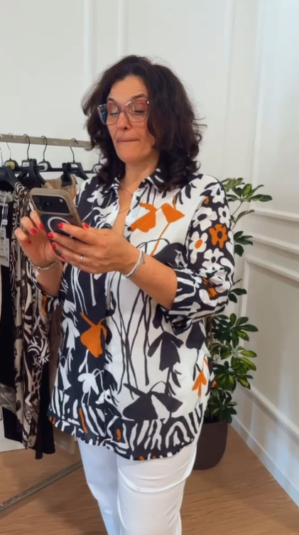 Camicia fantasia in cotone Luisa Viola 5010