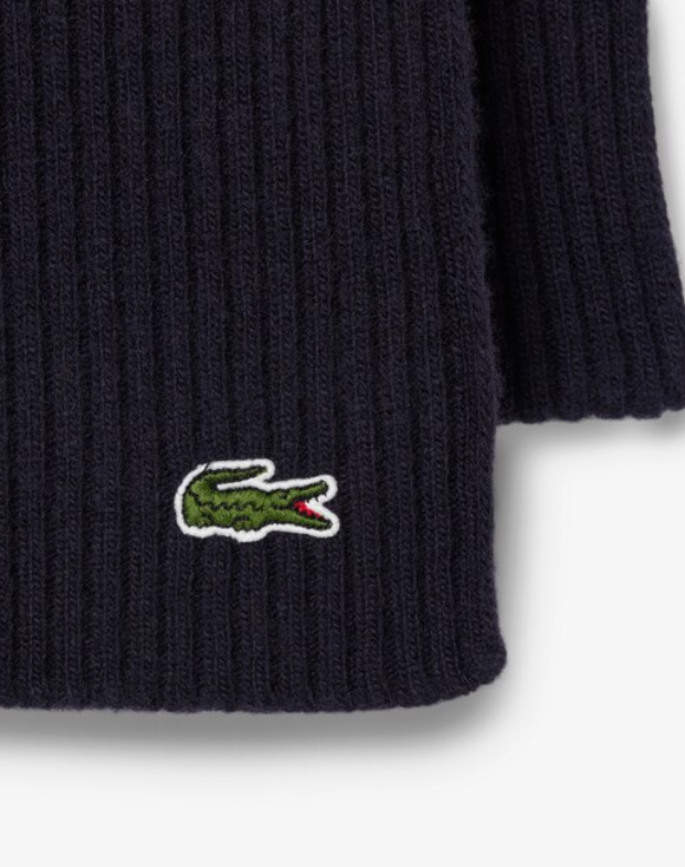 Sciarpa in lana a costine Lacoste RB0058 00 166 Blu