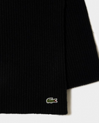 Sciarpa in lana a costine Lacoste RE0058 00 031 Nera