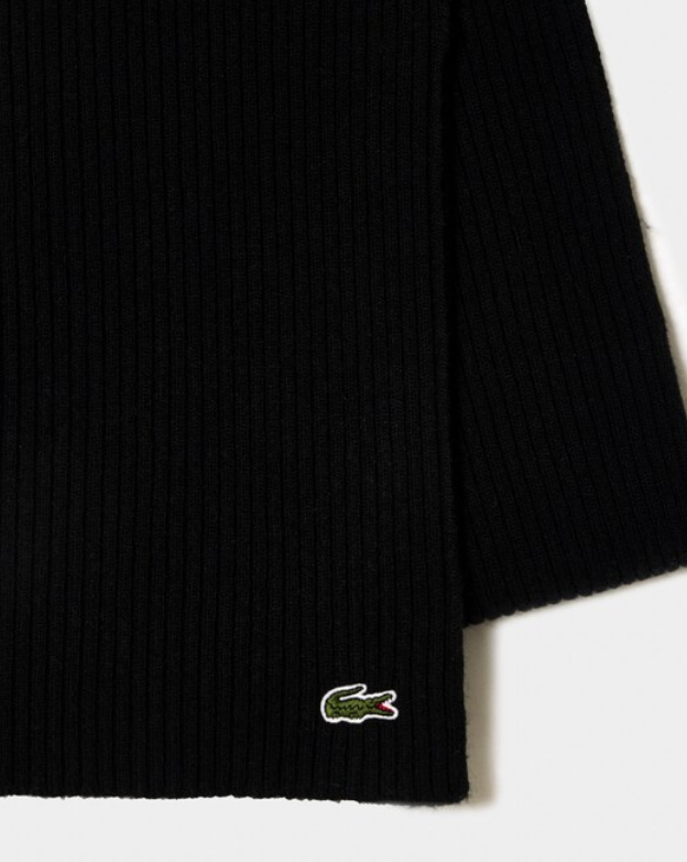 Sciarpa in lana a costine Lacoste RB0058 00 031 Nera