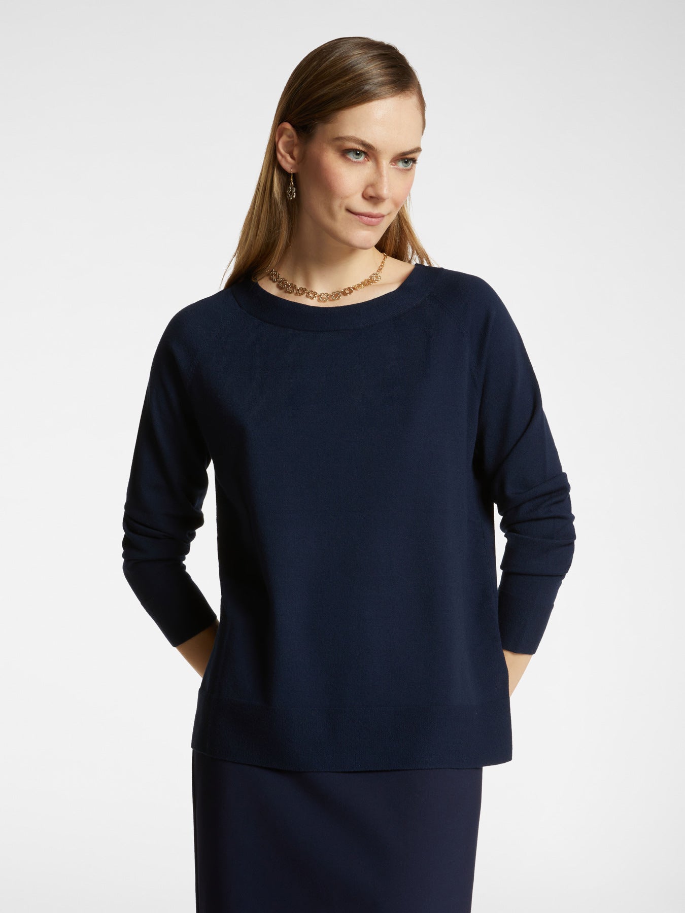 Maglia con scollo a barchetta M525 Elena Mirò blu