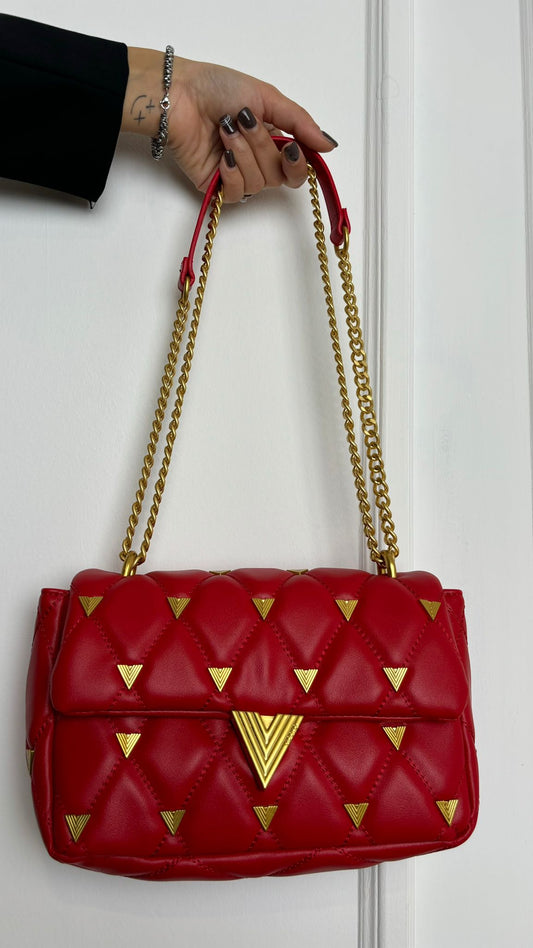 Quilted bag with studs Prisma Vicolo red