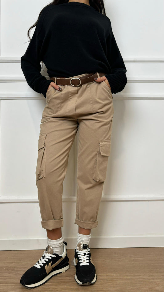 Pantalone cargo A24CA201 Le Streghe beige