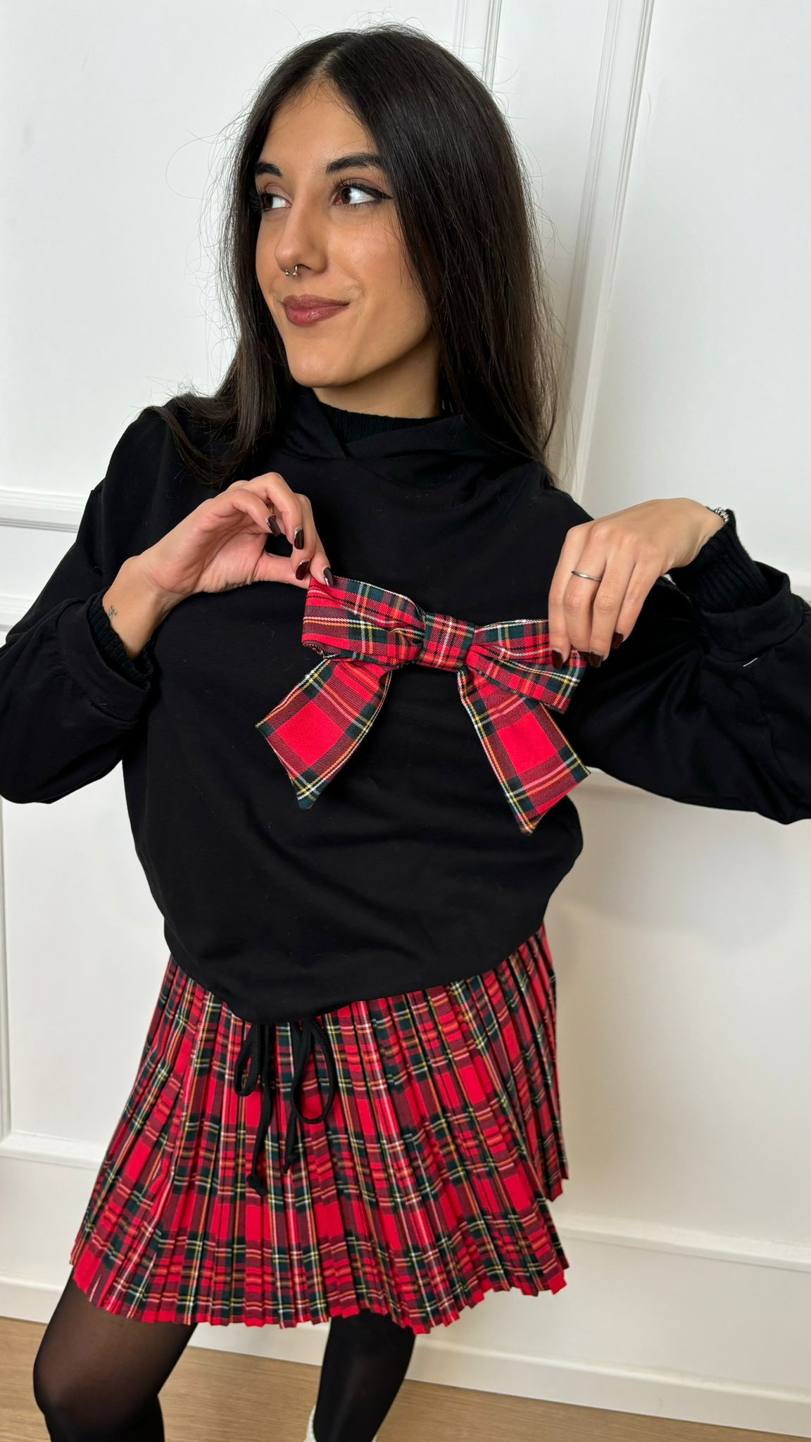 Felpa fiocco tartan Lokita LOK0015