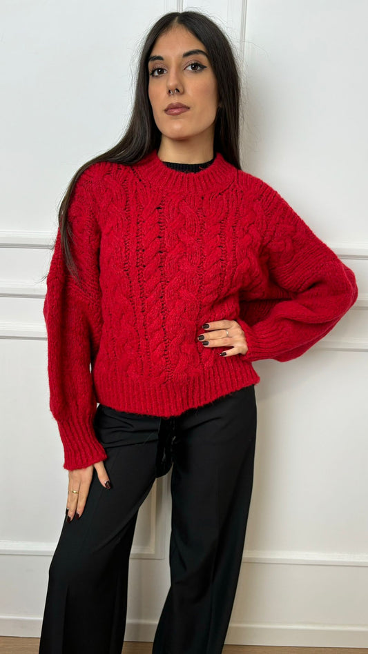 Pullover trecce Lokita LOK5069 rosso