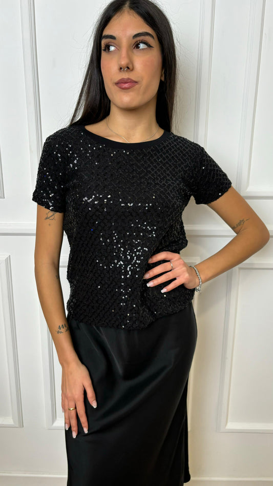 T-Shirt paillettes Le Streghe A24DE437N0142 nera