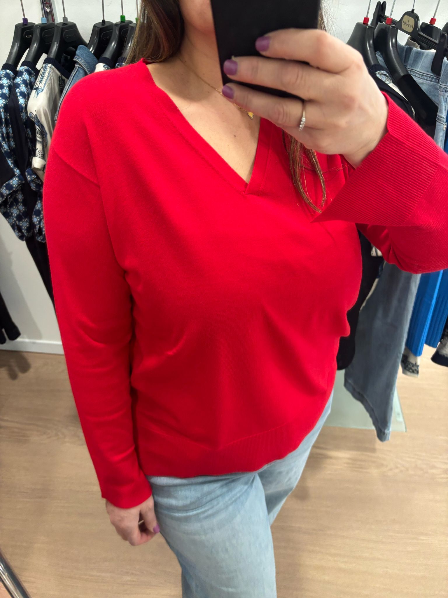 Maglia scollo a V M067 Elena Mirò rosso