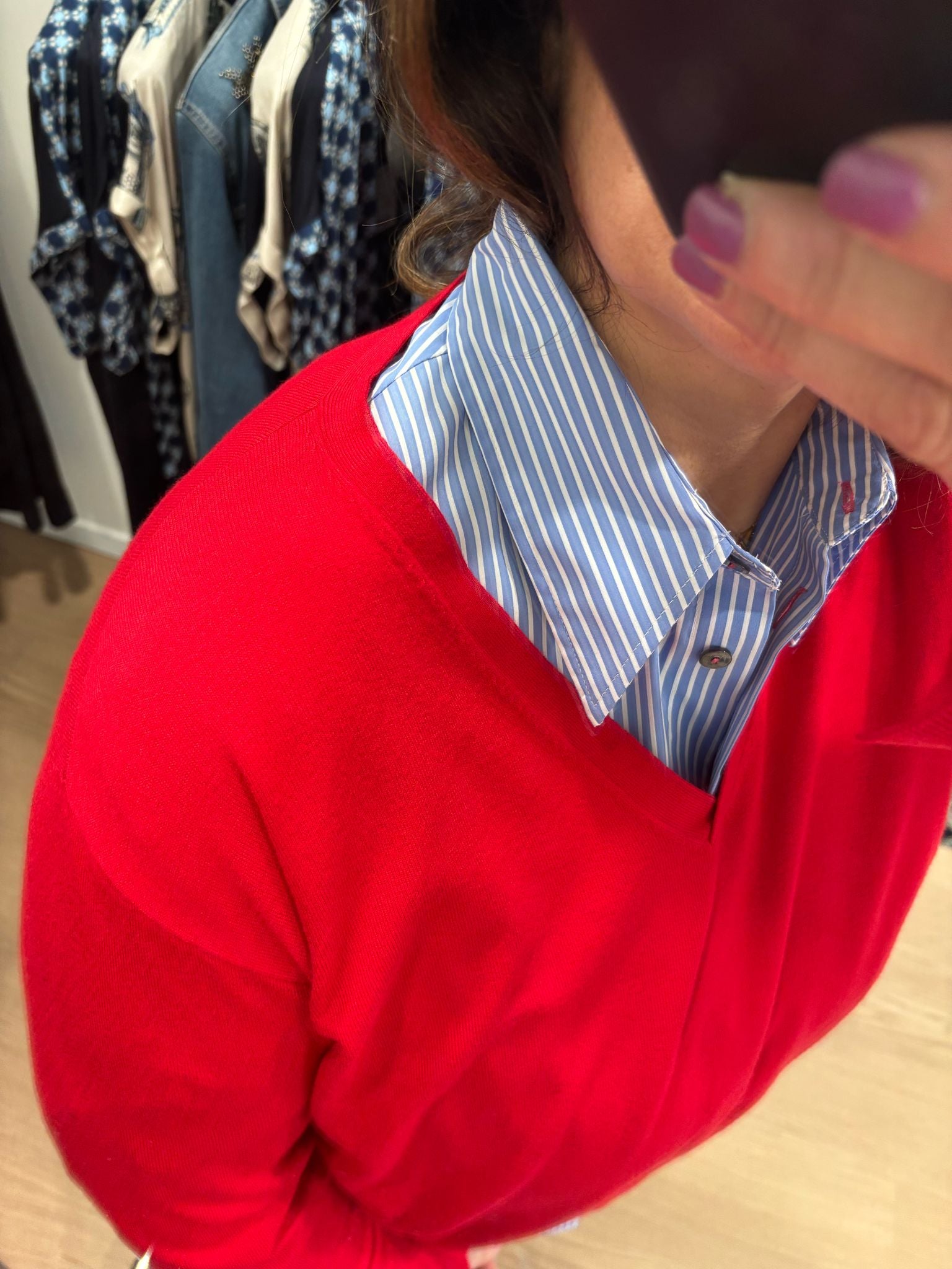 Maglia scollo a V M067 Elena Mirò rosso