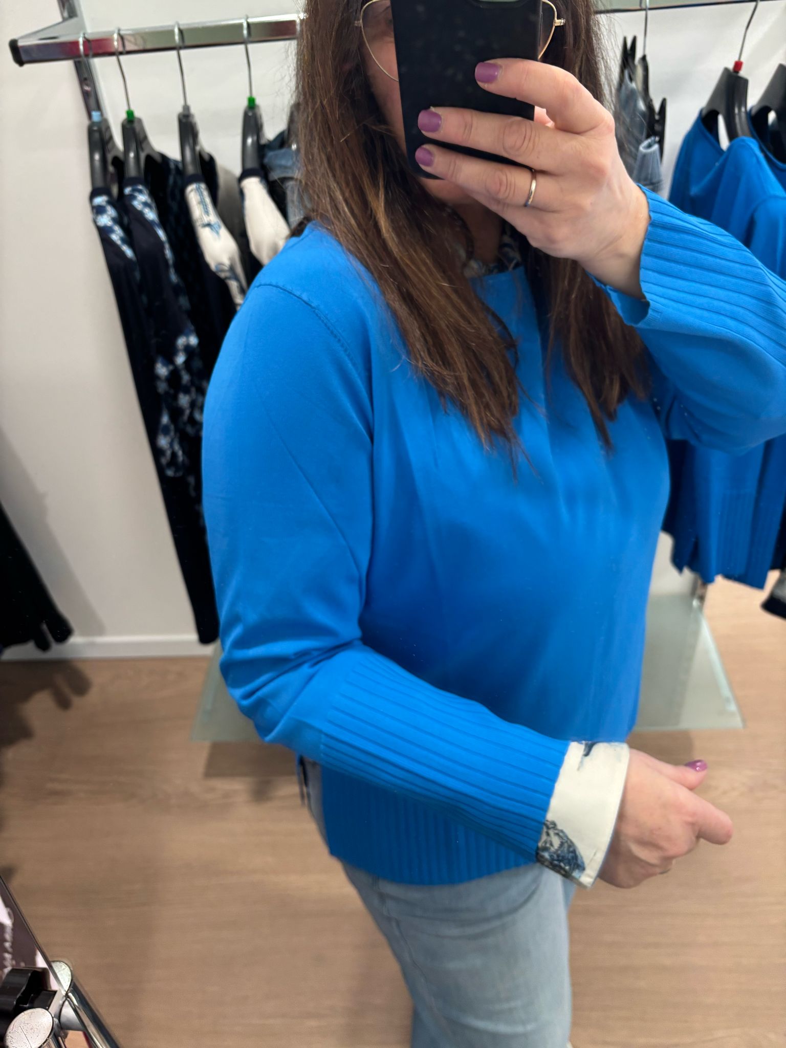 Maglia con dettagli a coste M298 Elena Mirò celeste