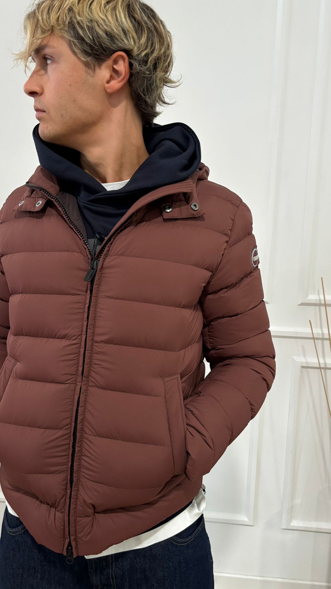 Piumino con cappuccio staccabile 1252 4ZP Colmar tabacco