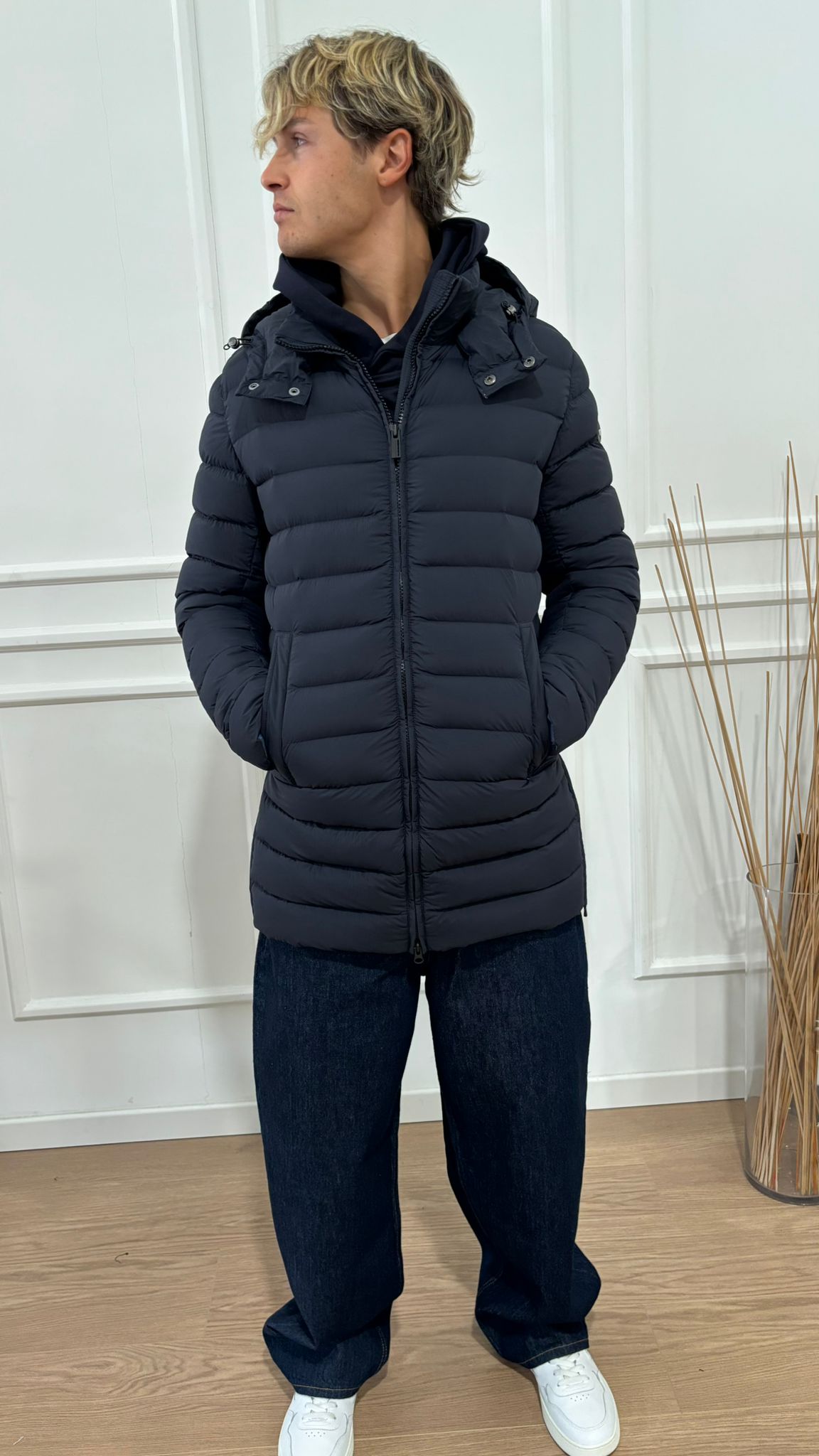 Piumino lungo cappuccio staccabile 1264 Colmar blu