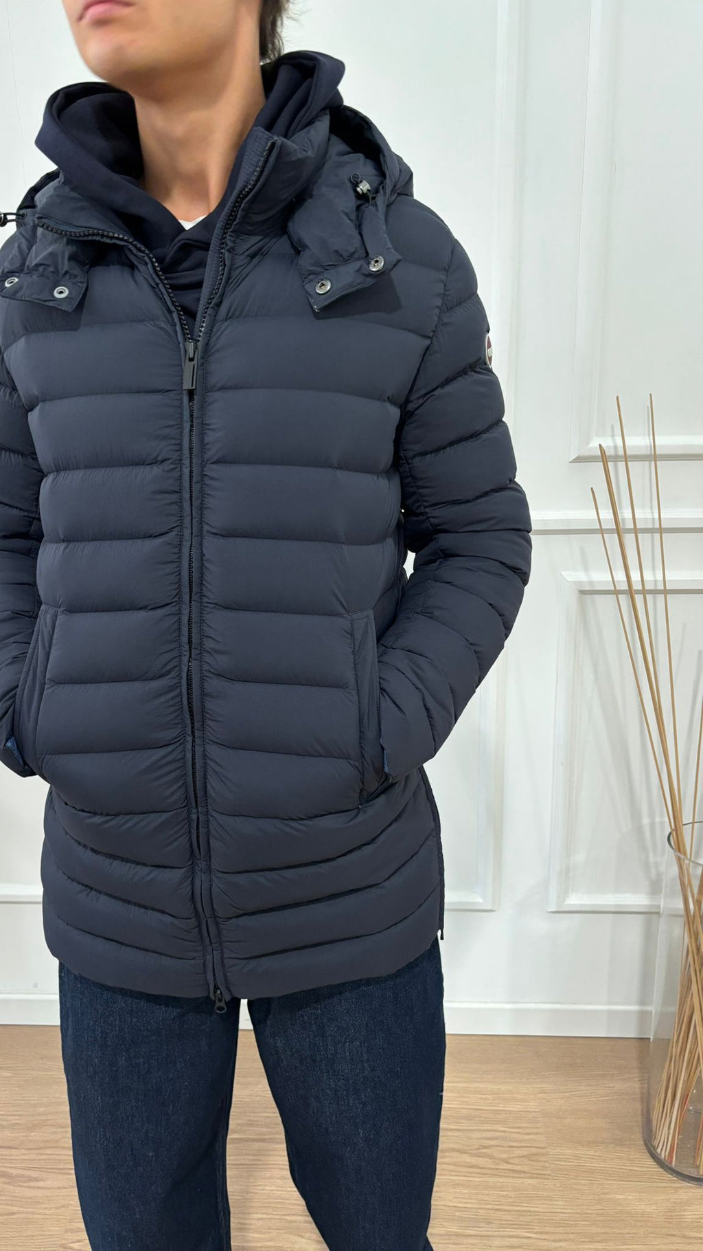 Piumino lungo cappuccio staccabile 1264 Colmar blu