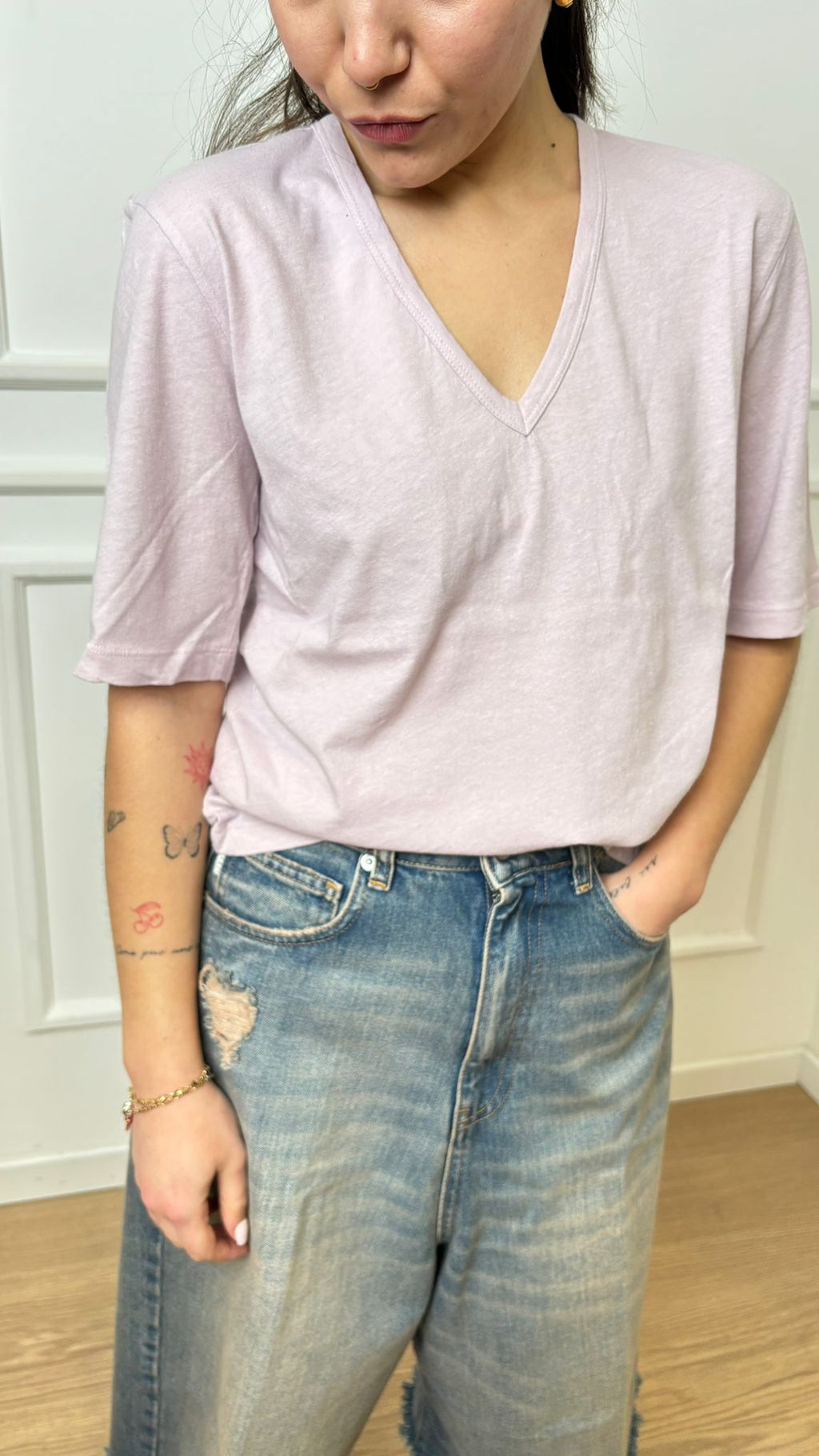 T-shirt crop a V Vicolo UAB0024