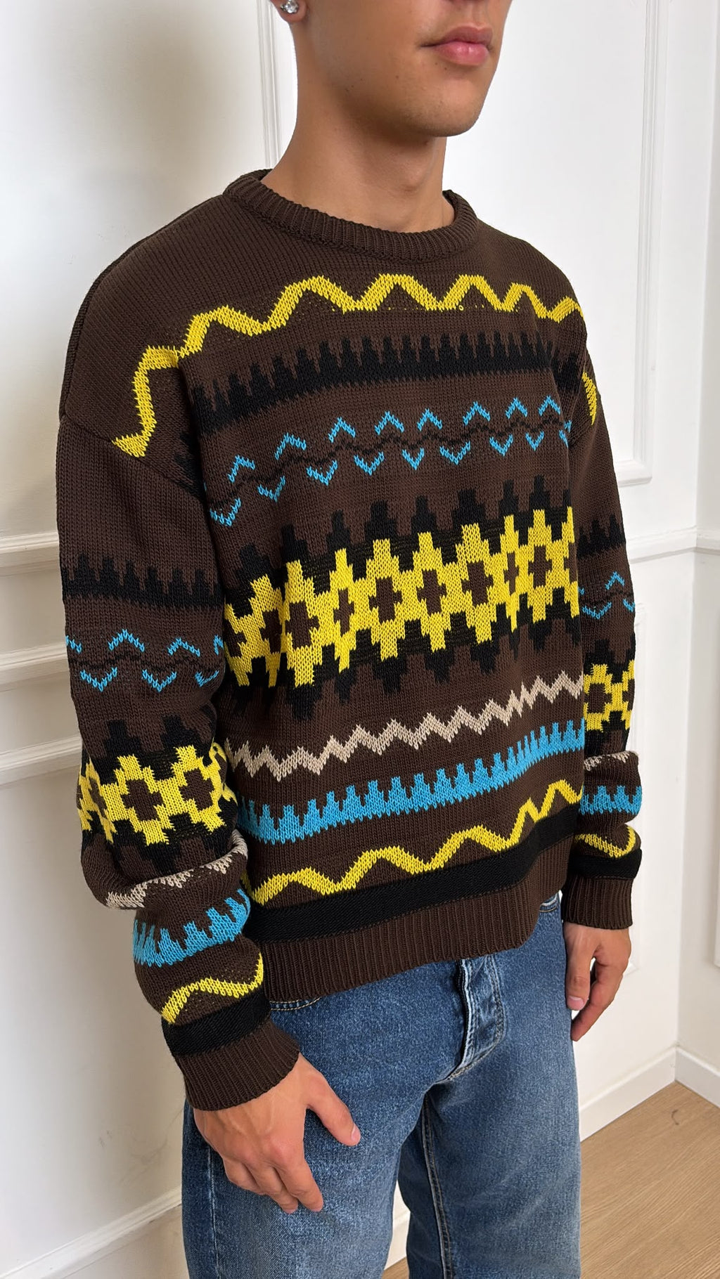 Maglione girocollo geometrico IMPERIAL