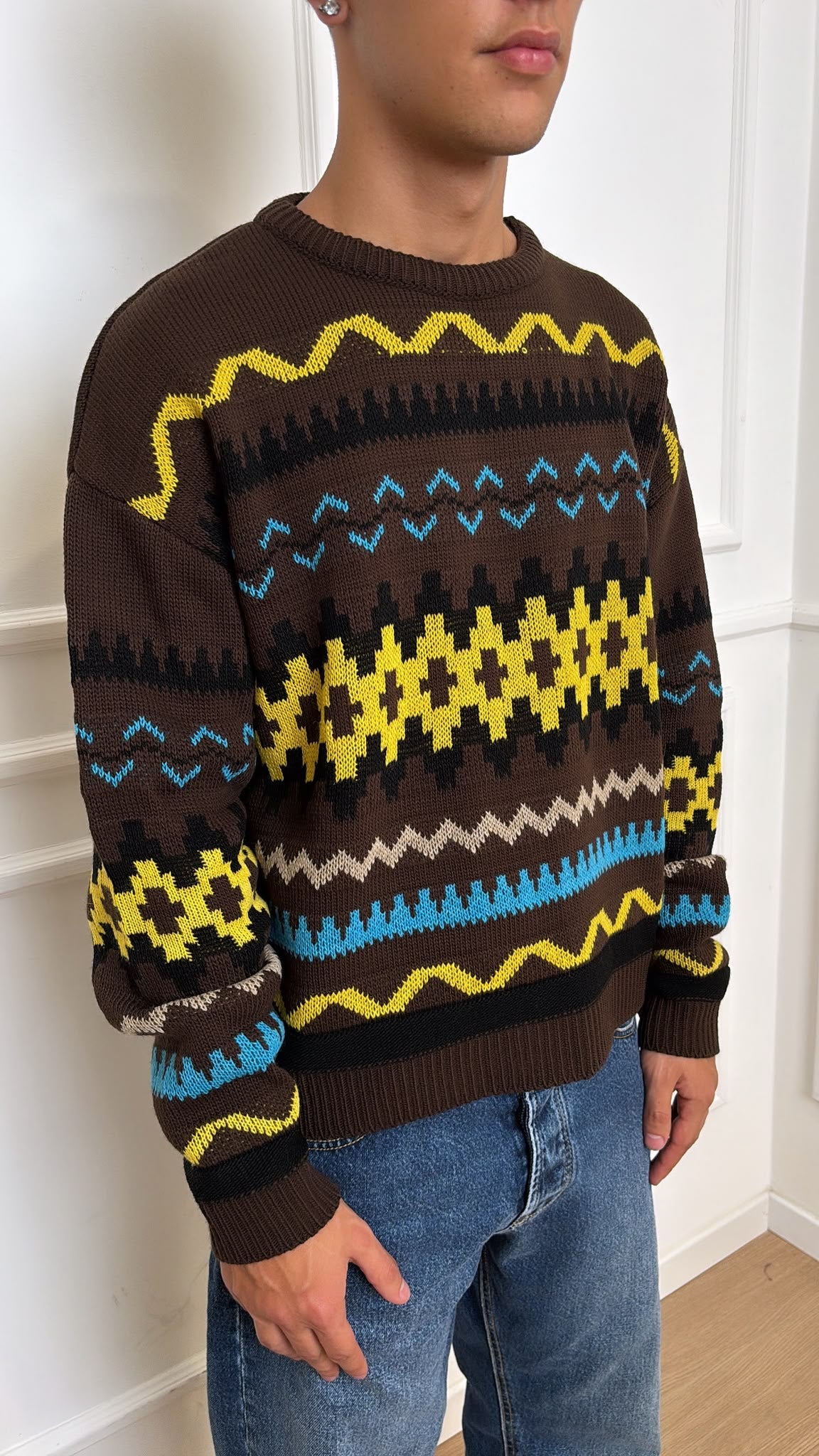 Maglione girocollo geometrico IMPERIAL