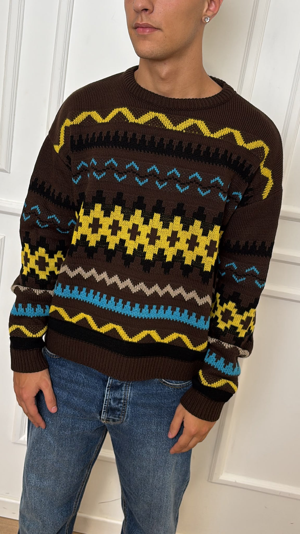 Maglione girocollo geometrico IMPERIAL