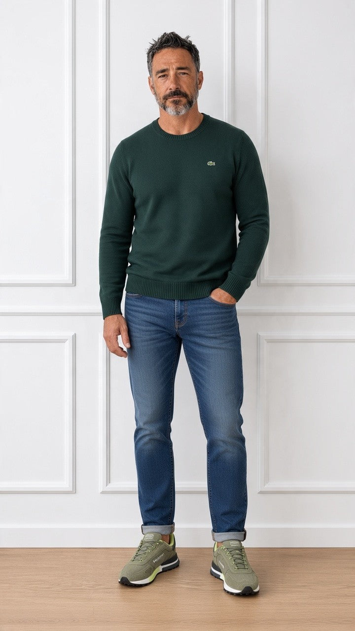 Maglia girocollo in lana cardata AH2916 LACOSTE