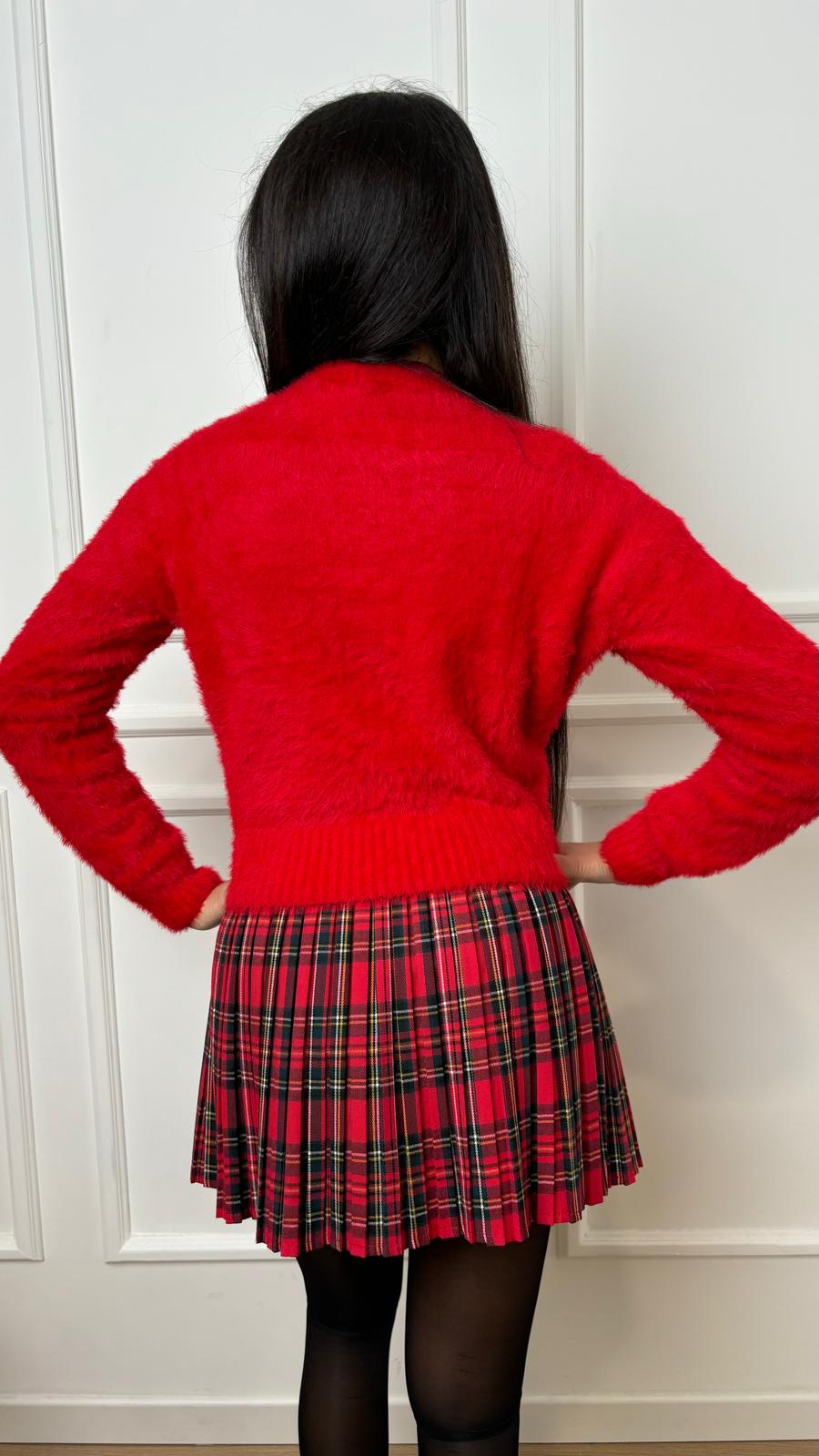 Pull con fiocco lamè Lokita LOK24696 rosso