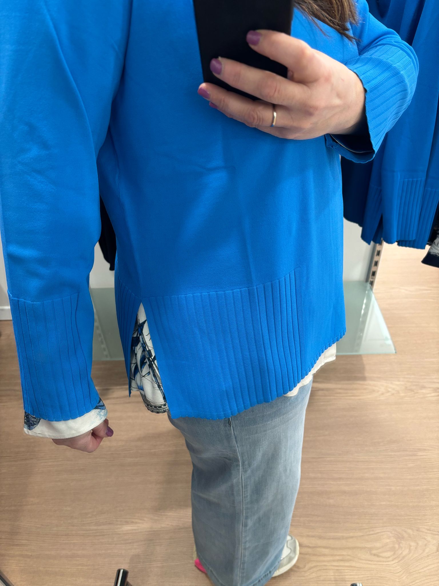 Maglia con dettagli a coste M298 Elena Mirò celeste