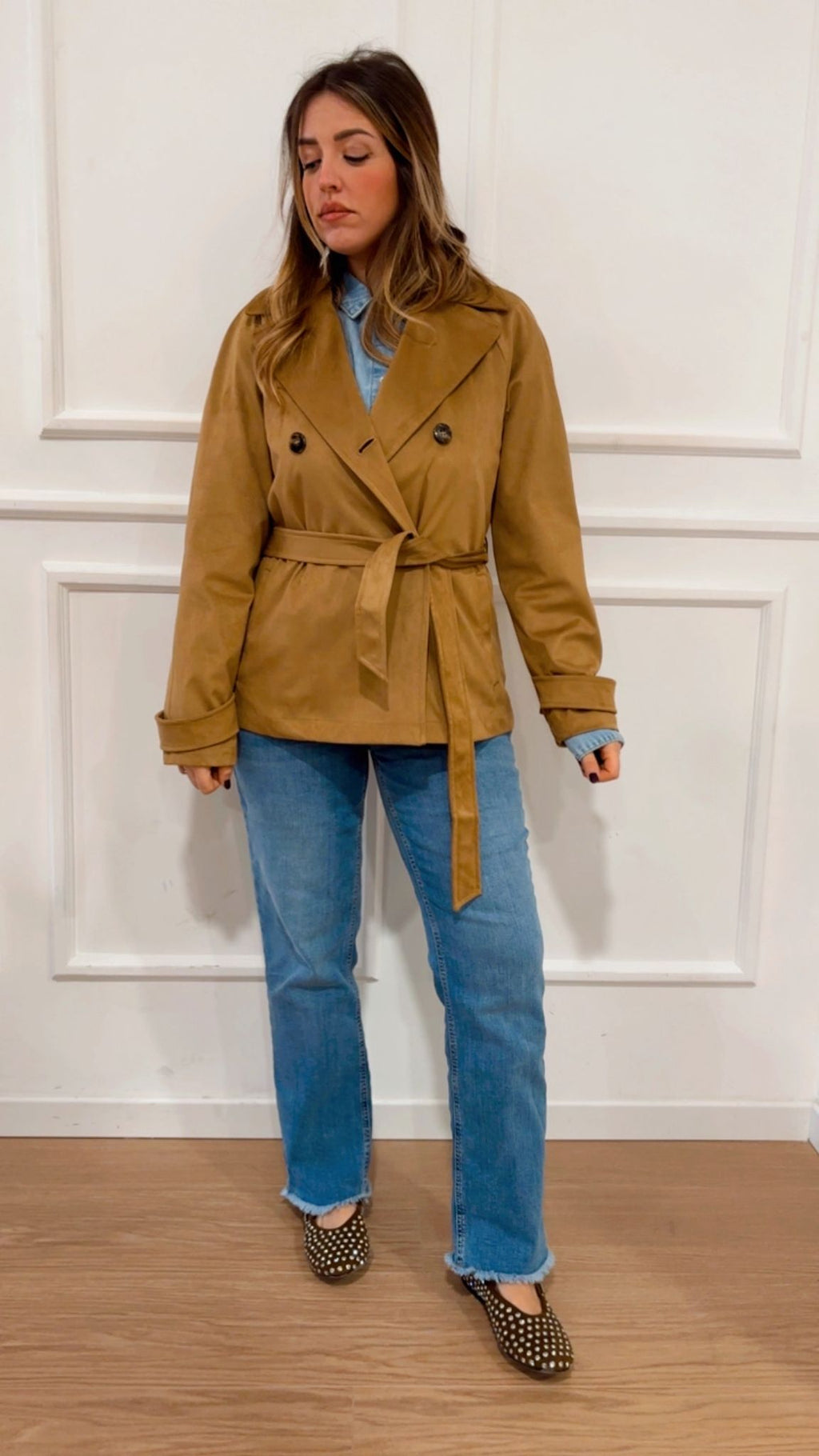 Trench in suede Emme Marella Limone 002