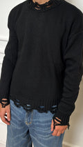 Maglione girocollo con dettagli sfilacciati IMPERIAL