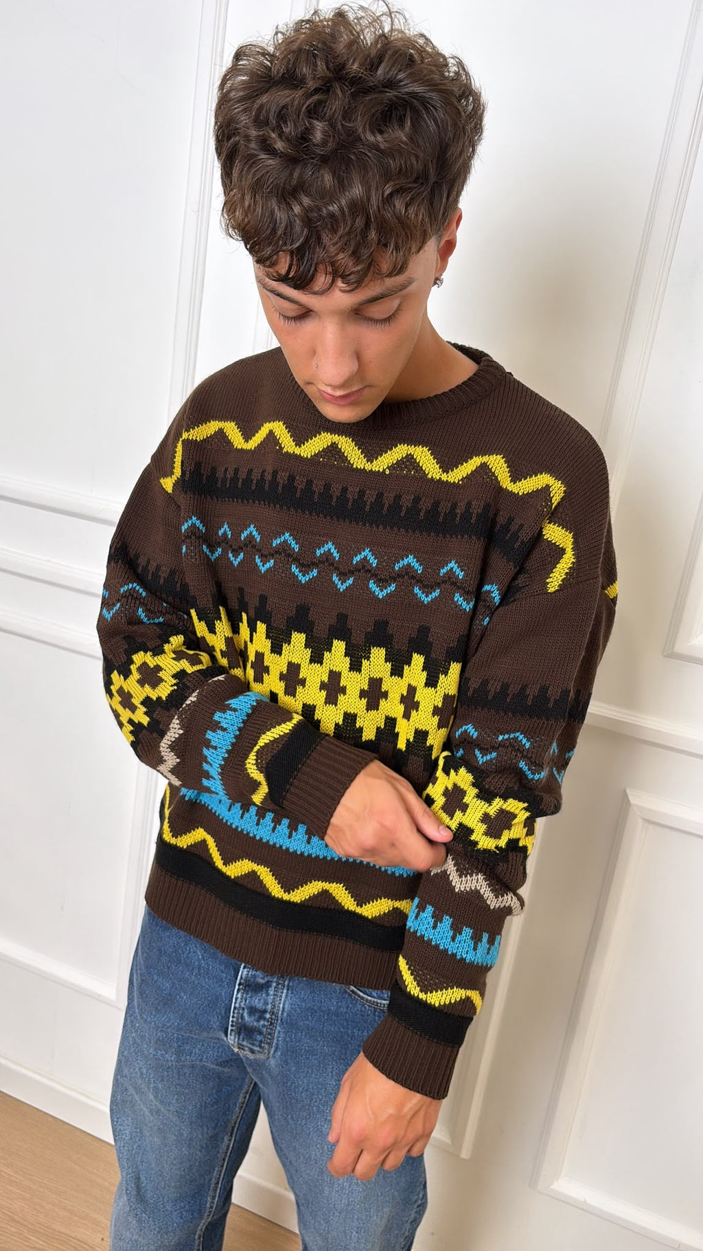 Maglione girocollo geometrico IMPERIAL