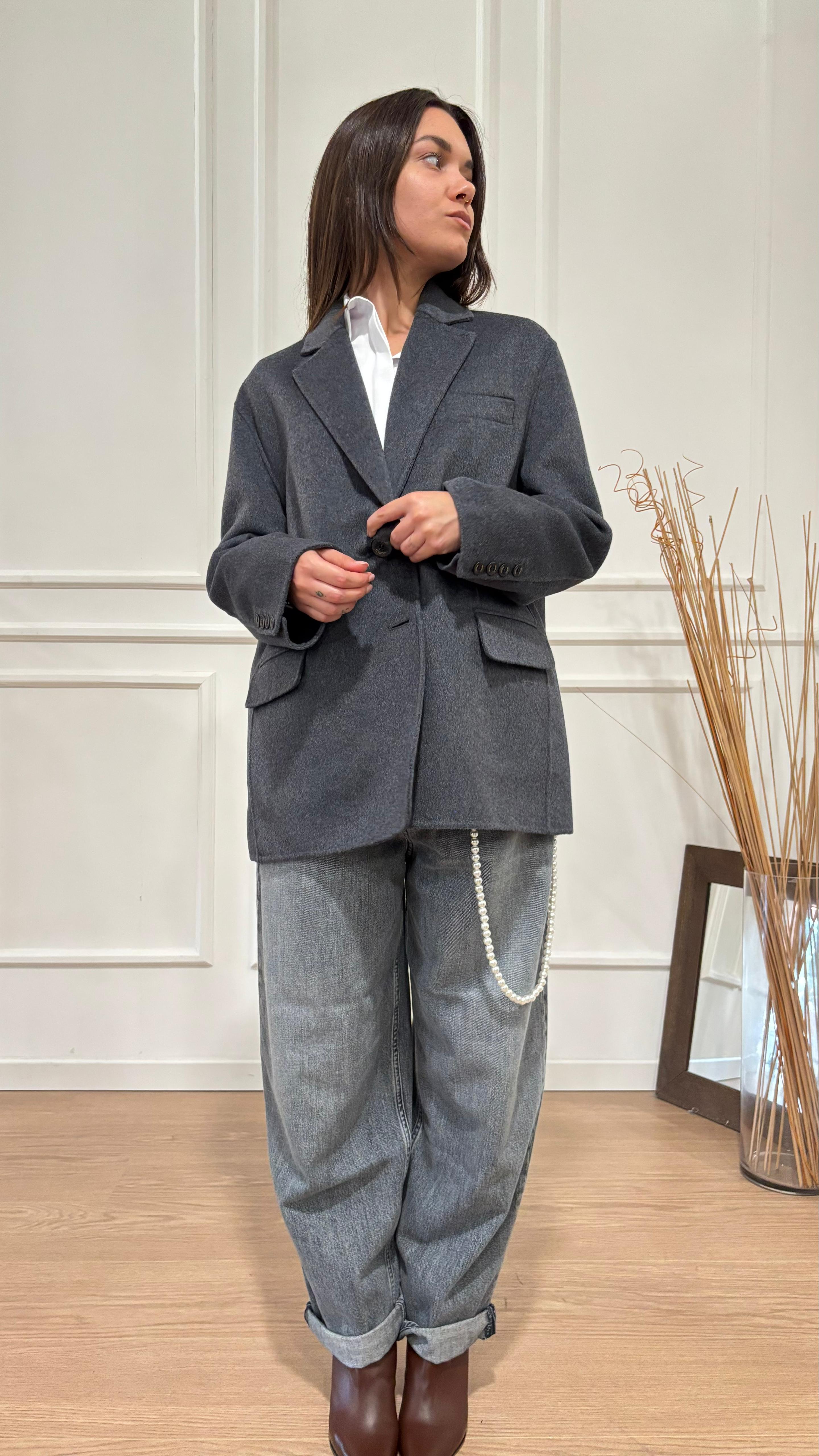 Giacca over in stoffa Vicolo TF0005 antracite