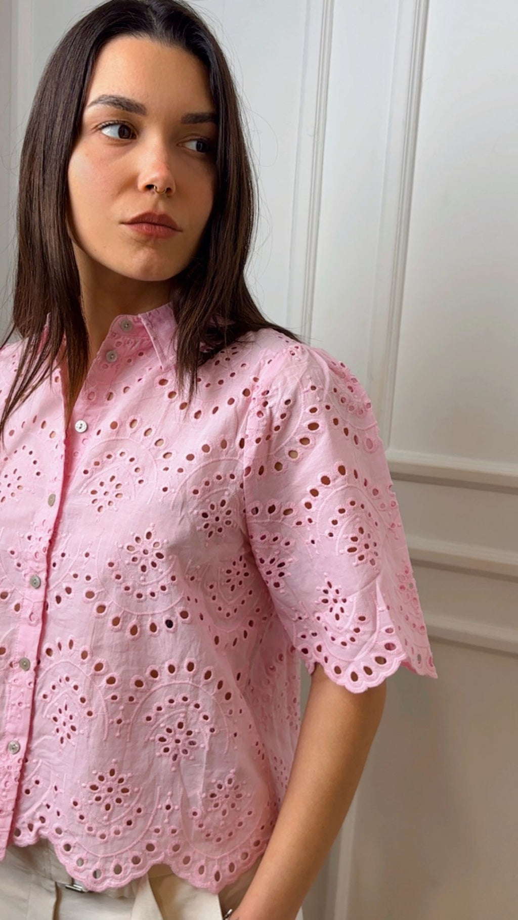 Camicia mezza manica sangallo Valais Only