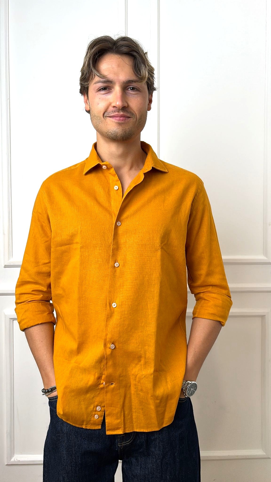 Camicia regular fit puro lino E26 Roma Turchetti