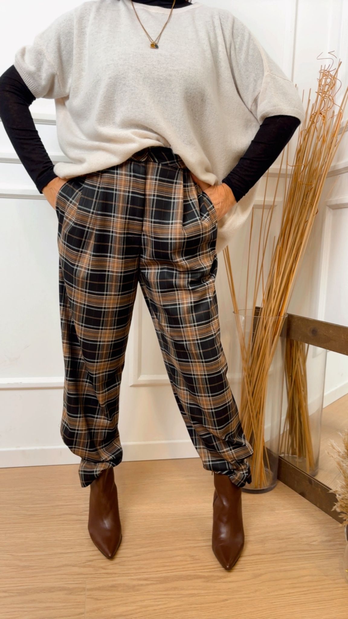 Pantalone check sartoriale Dixie nero