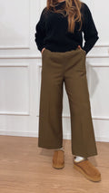 Pantalone Cropped Wide Ragno DB24P4 B09 Dark Olive