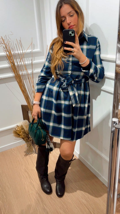 Abito check corto Wren Only 15368634 blu