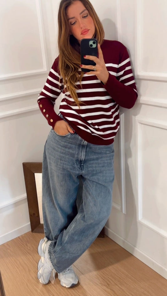 Pull viscosa a righe Dixie M223Y093X bordeaux
