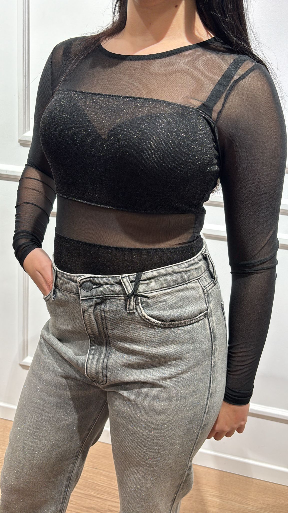 Body dettagli lurex Only Esther Nero