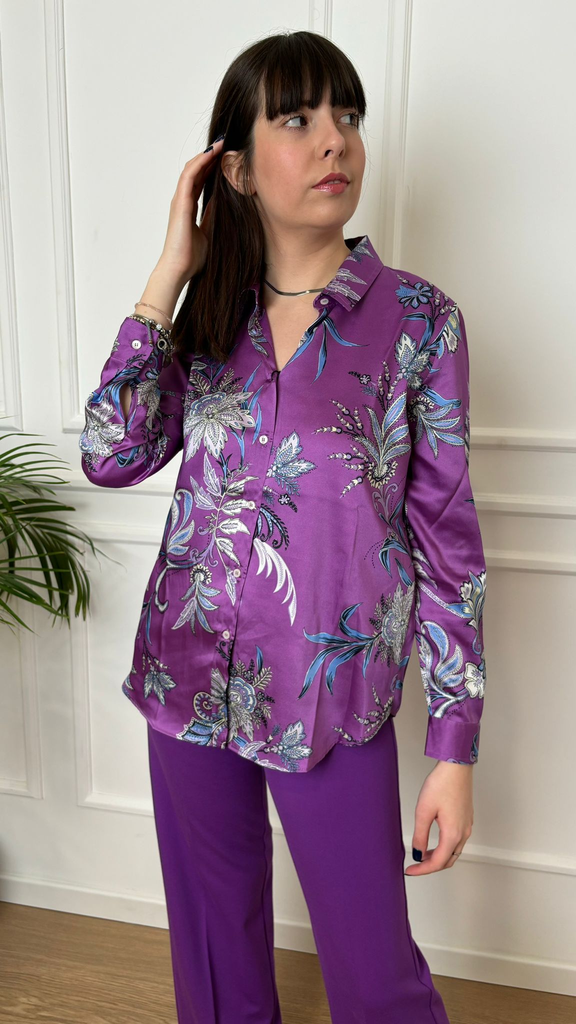 Blusa in twill stampato Emme Marella Foce 004