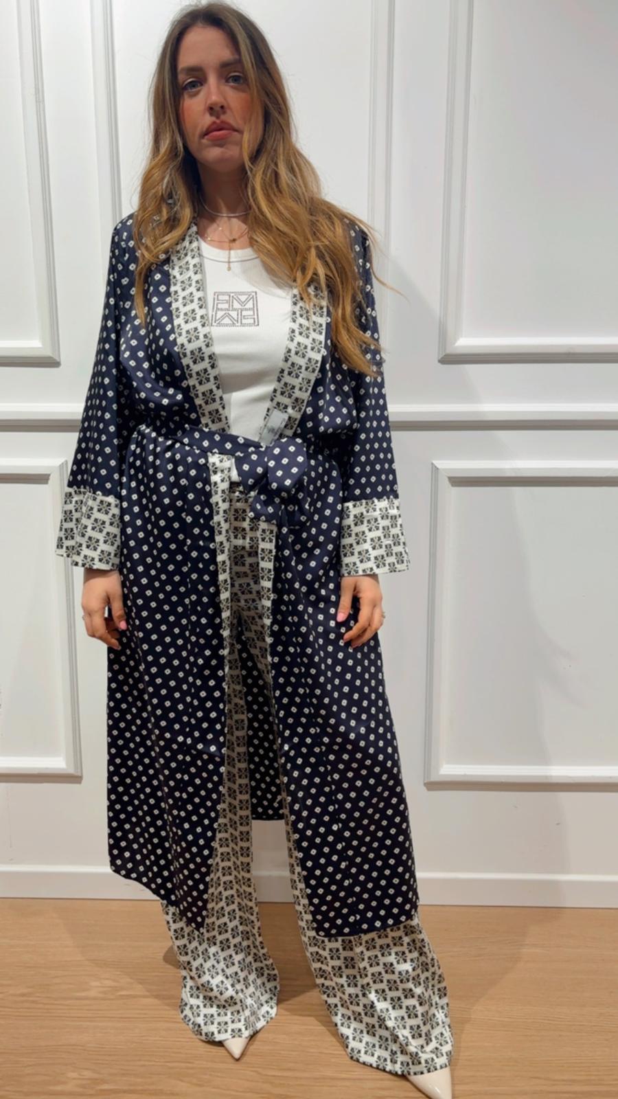 Kimono lungo in twill stampato Emme Marella Canto 009