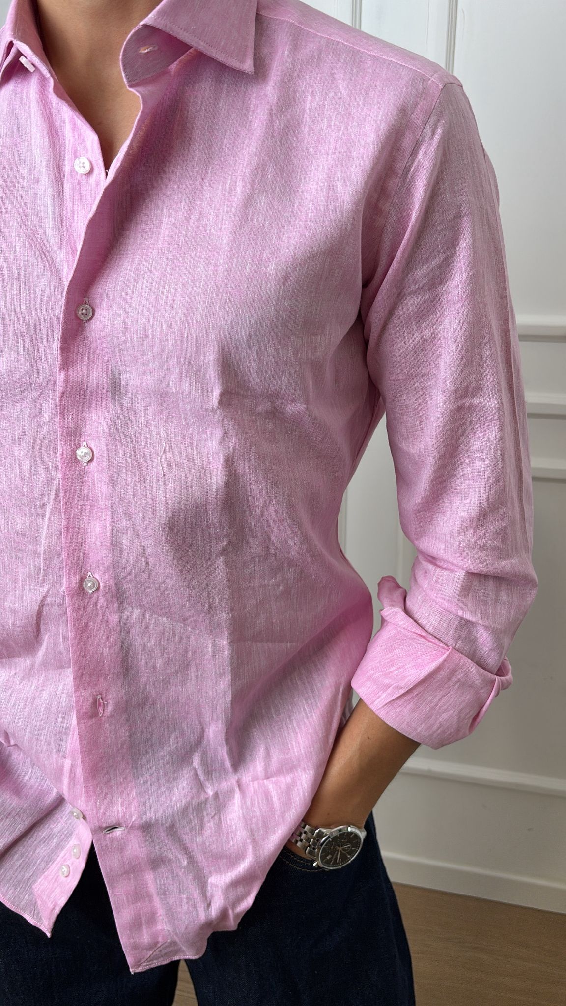 Camicia regular fit puro lino E26 120 Roma Bottega Artigiana